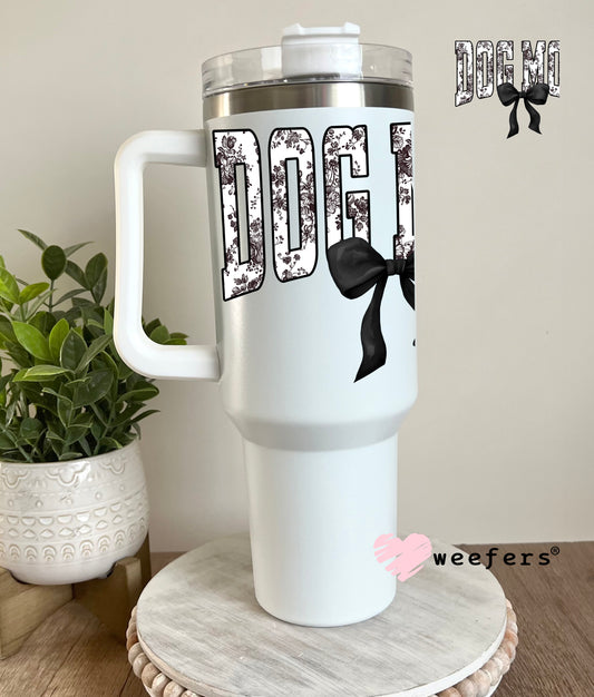 Dog Mom Black Toile Bow UV DTF Decal 40oz Tumbler Decal Weefers