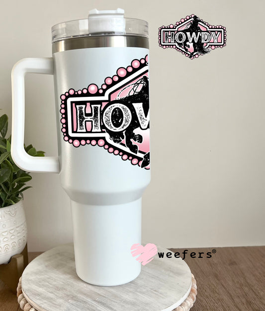 Pink Howdy Rodeo UV DTF Decal 40oz Tumbler Decal Weefers