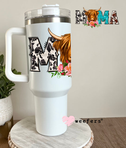 Mama Highlander Cow Western UV DTF Decal 40oz Tumbler Decal Weefers