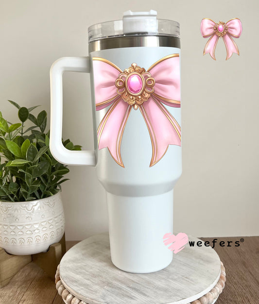 Sleeping Beauty Bow UV DTF Decal 40oz Tumbler Decal Weefers