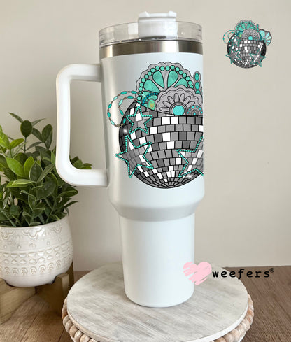 Disco Turquoise Jewels UV DTF Decal 40oz Tumbler Cup Wrap Weefers