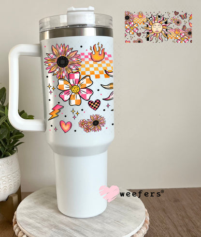 Sun and Flowers Orange and Pink Dreams Cowgirl UV DTF Cup Wrap 40oz Tumbler Wrap Weefers