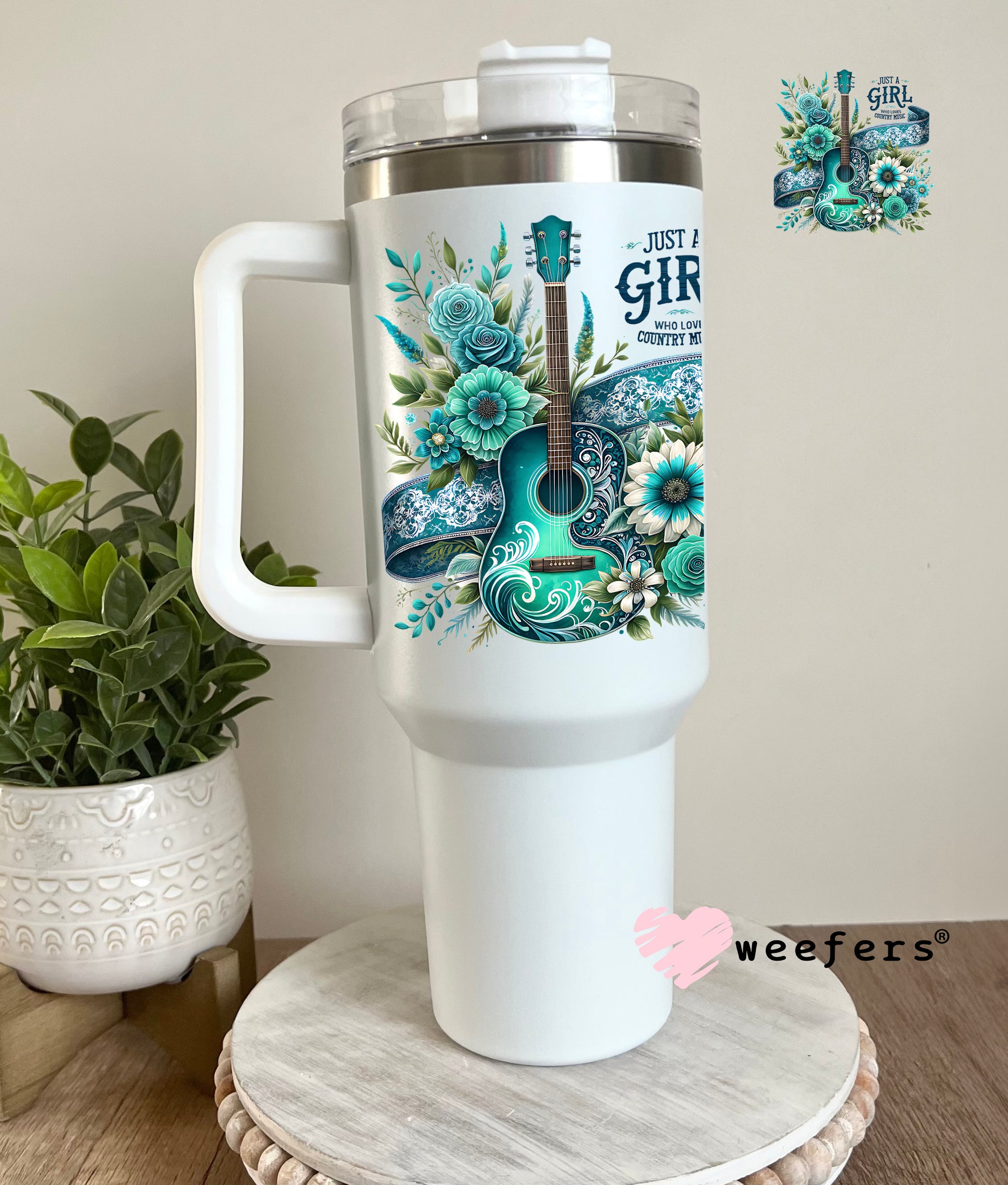 Just a Girl Who Loves Country Music UV DTF Decal 40oz Tumbler Cup Wrap Weefers