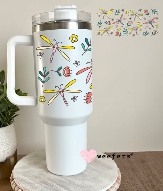 Colorful Dragonflies UV DTF Cup Wrap 40oz Tumbler Cup Wrap Weefers