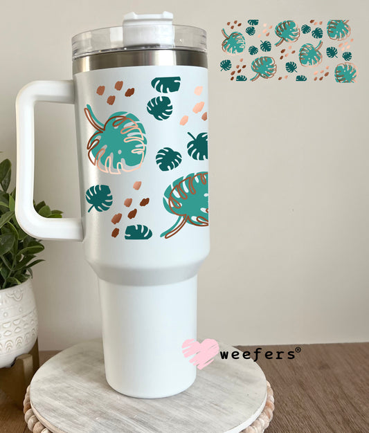 Monstera Leaves Gold UV DTF Cup Wrap 40oz Tumbler Cup Wrap Weefers