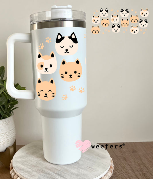 Stacked Cat Faces UV DTF Cup Wrap 40oz Tumbler Cup Wrap Weefers