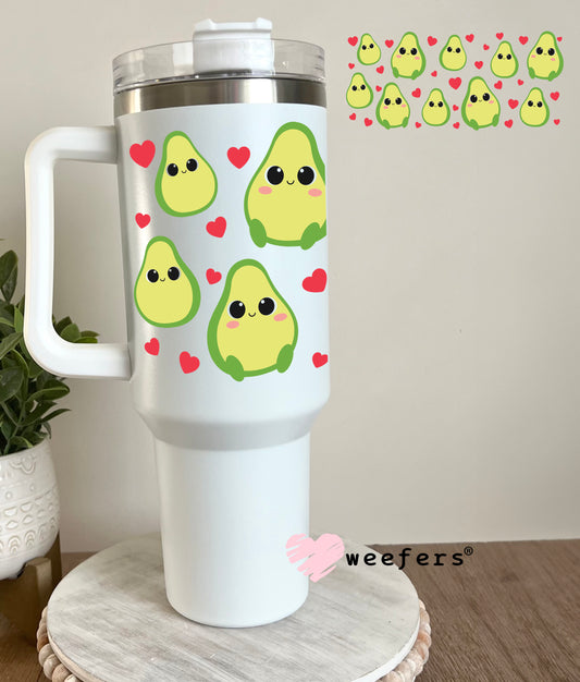 Avocado Lover Red Hearts UV DTF Cup Wrap 40oz Tumbler Cup Wrap Weefers