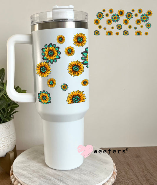 Western Sunflower Flowers UV DTF Cup Wrap 40oz Tumbler Cup Wrap Weefers