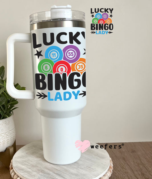Lucky Bingo Lady UV DTF Decal 40oz Tumbler Decal Weefers