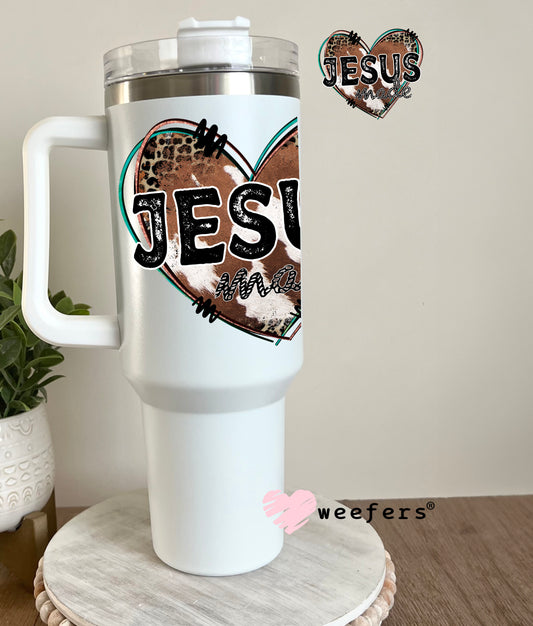 Jesus Western Heart UV DTF Decal 40oz Tumbler Decal Weefers