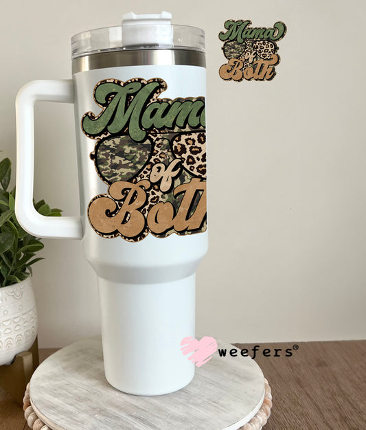 Mama of Both Camo Green and Brown UV DTF Decal 40oz Tumbler Decal Weefers