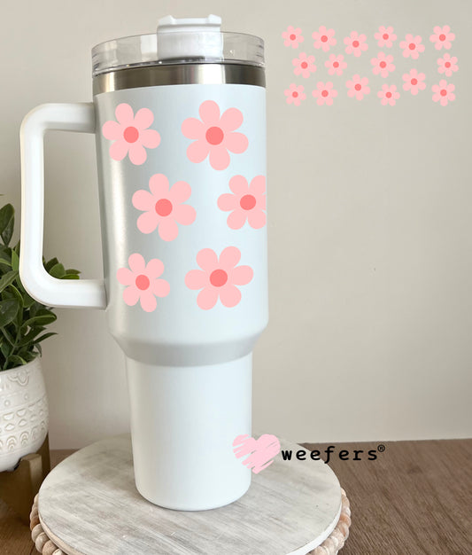 Blush Daisy Flowers UV DTF Cup Wrap 40oz Tumbler Cup Wrap Weefers