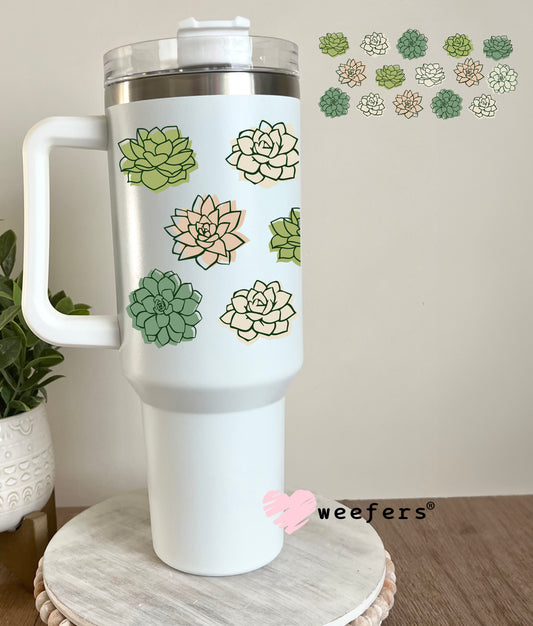 Succulent flowers UV DTF Cup Wrap 40oz Tumbler Cup Wrap Weefers