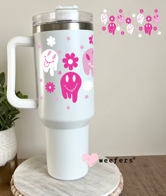 Pink Melting Faces UV DTF Cup Wrap 40oz Tumbler Cup Wrap Weefers