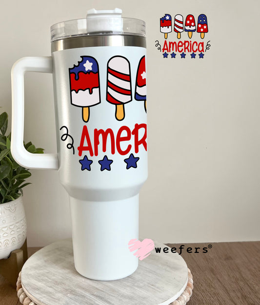 America Popsicles UV DTF Decal 40oz Tumbler Decal Weefers