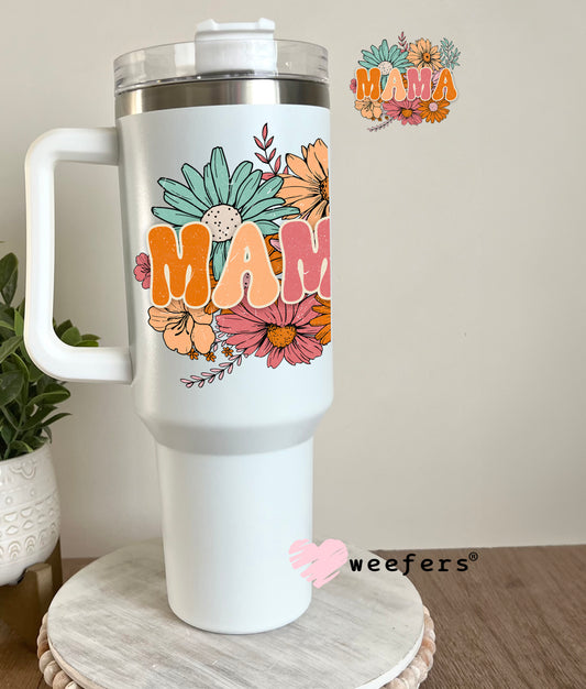 Mama Boho Flowers UV DTF Decal 40oz Tumbler Decal Weefers