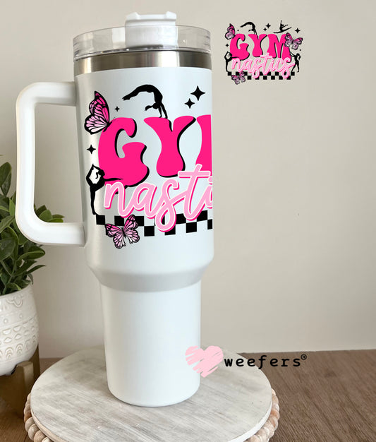 Gymnastics Pink UV DTF Decal 40oz Tumbler Decal Weefers
