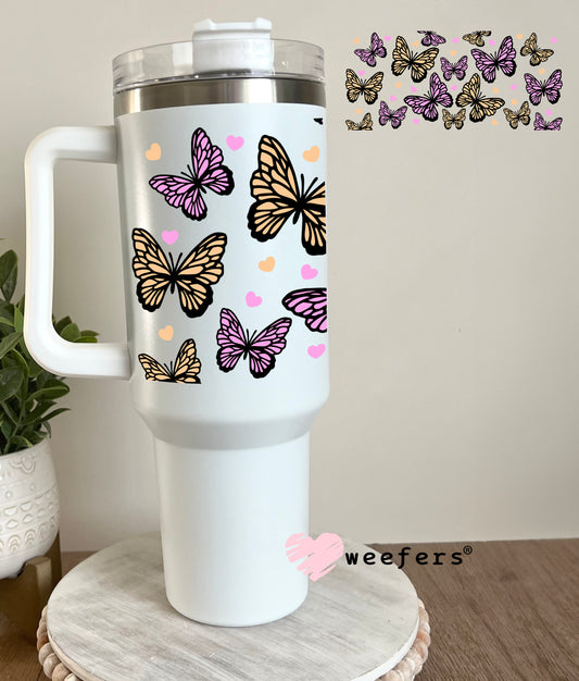 Purple and Yellow Butterflies UV DTF Cup Wrap 40oz Tumbler Cup Wrap Weefers
