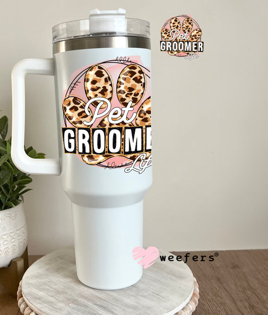 Pet Groomer Dog Paw Cheetah UV DTF Decal 40oz Tumbler Decal Weefers