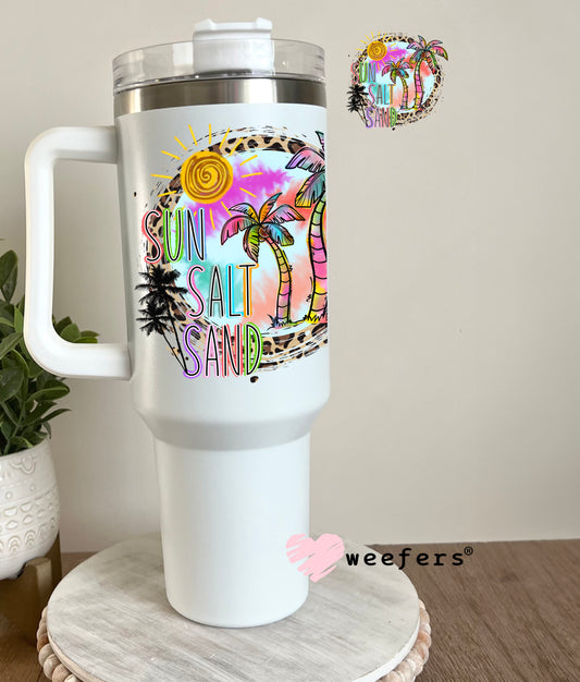 Sun Salt Sand Beach Vibes UV DTF Decal 40oz Tumbler Decal Weefers