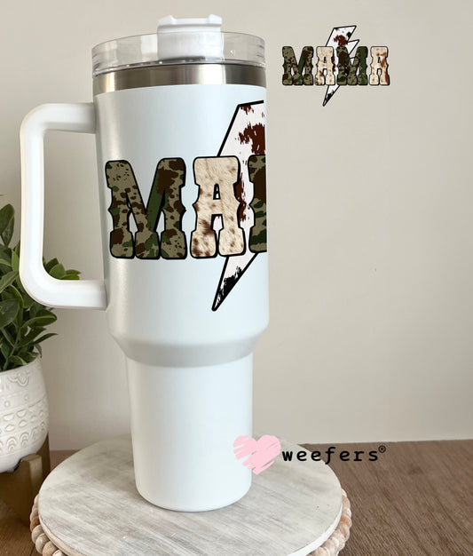 Mama Camo Lightening Bolt UV DTF Decal 40oz Tumbler Decal Weefers