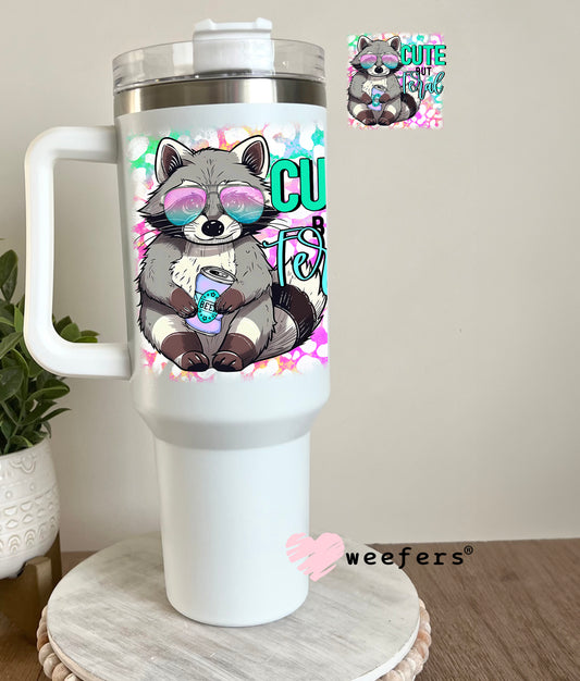 Cute But Feral Raccoon UV DTF Decal 40oz Tumbler Decal Weefers