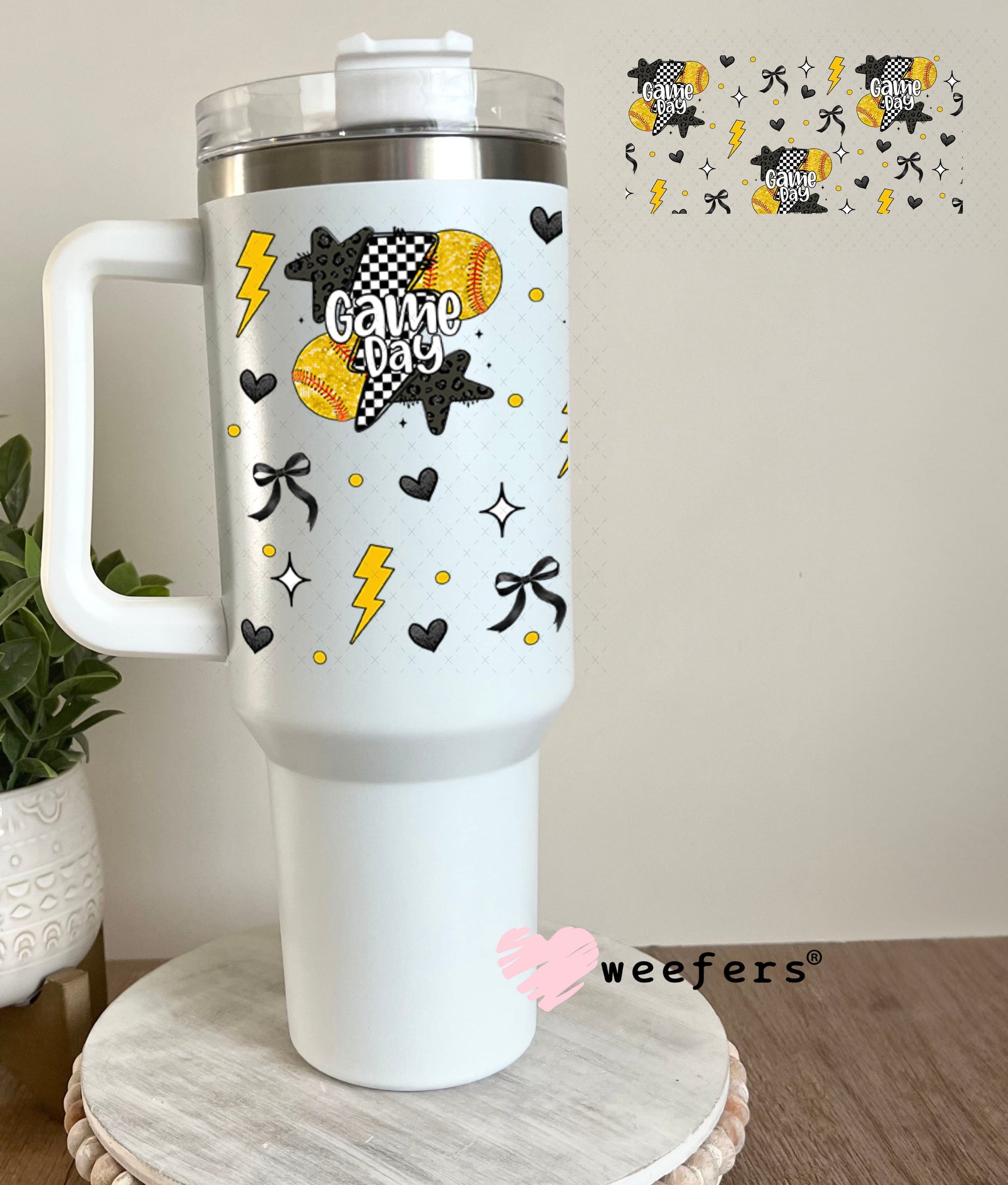 Softball Gameday Lightening Bolts UV DTF Cup Wrap - WEEFERS EXCLUSIVE WRAP 40oz Tumbler Wrap Weefers