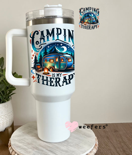Camping is My Therapy UV DTF Decal 40oz Tumbler Decal Weefers