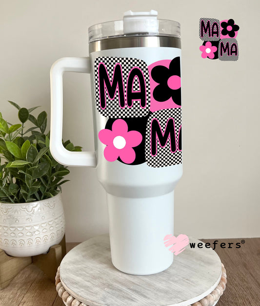 Mama Black and Pink UV DTF Decal 40oz Tumbler Decal Weefers