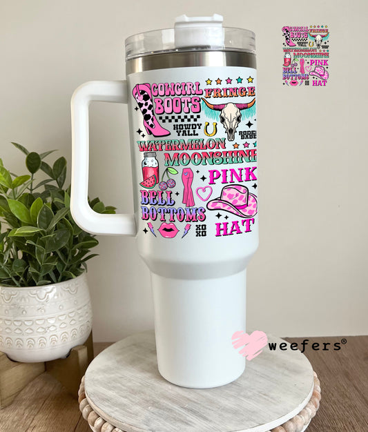 Cowgirl Favorite Things UV DTF Decal 40oz Tumbler Decal Weefers