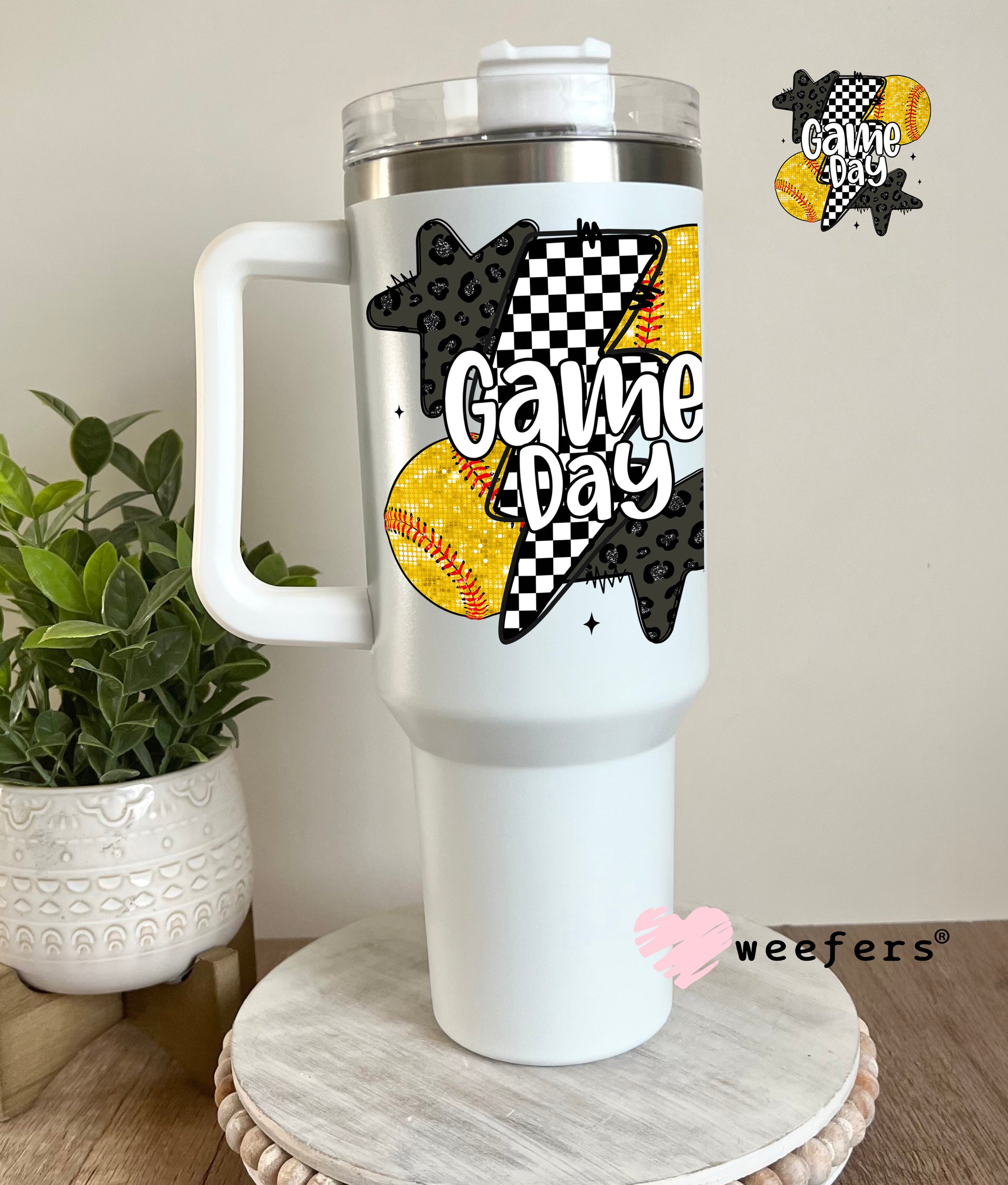 Game Day Softball UV DTF Decal 40oz Tumbler Decal Weefers