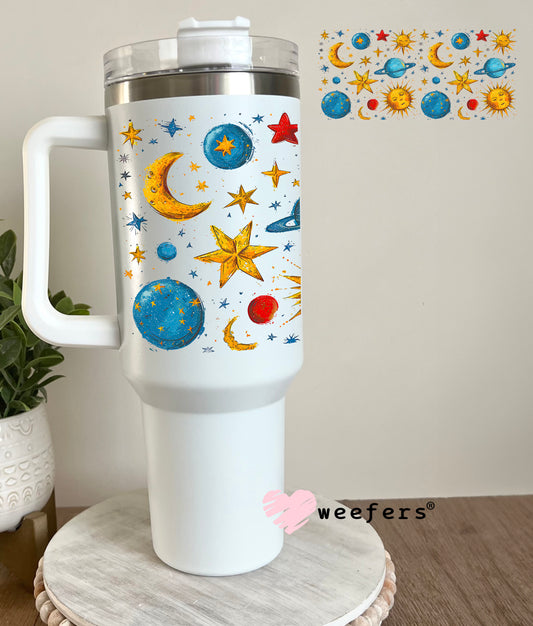 Stars Suns and Moons UV DTF Cup Wrap 40oz Tumbler Cup Wrap Weefers
