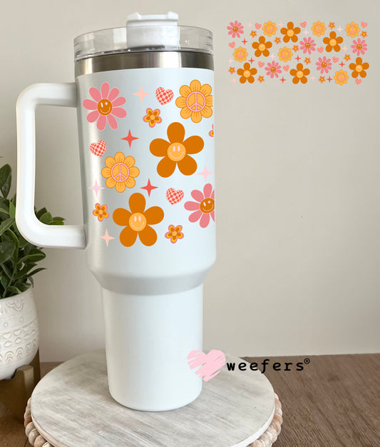 Orange and Pink Daisies UV DTF Cup Wrap 40oz Tumbler Cup Wrap Weefers