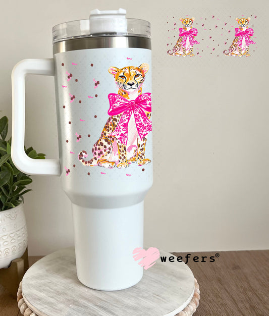 Pink Bow Jaguar UV DTF Cup Wrap - WEEFERS EXCLUSIVE WRAP 40oz Tumbler Wrap Weefers