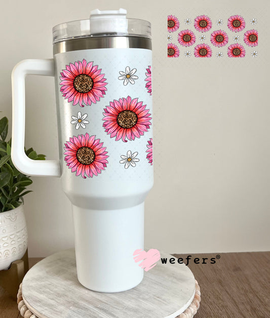 Pink Sunflowers UV DTF Cup Wrap - WEEFERS EXCLUSIVE WRAP 40oz Tumbler Wrap Weefers