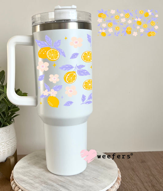 Lemons Purple Leaves UV DTF Cup Wrap 40oz Tumbler Cup Wrap Weefers