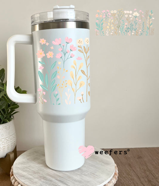 Pastel Wild Flowers UV DTF Cup Wrap 40oz Tumbler Cup Wrap Weefers