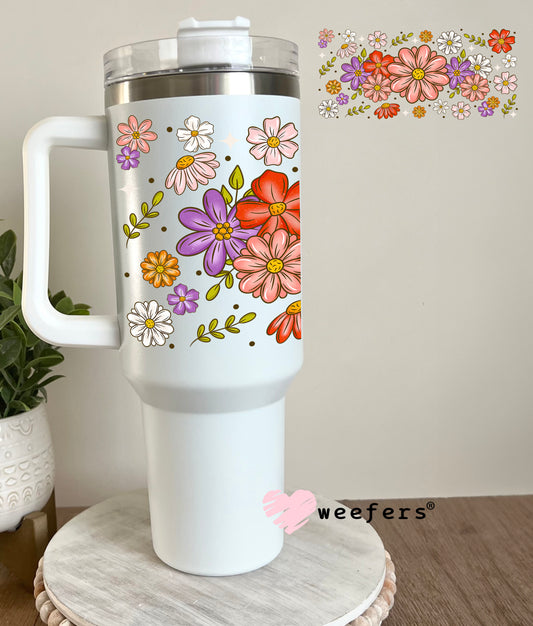 Coral Purple and Red Flower Swag UV DTF Cup Wrap 40oz Tumbler Cup Wrap Weefers