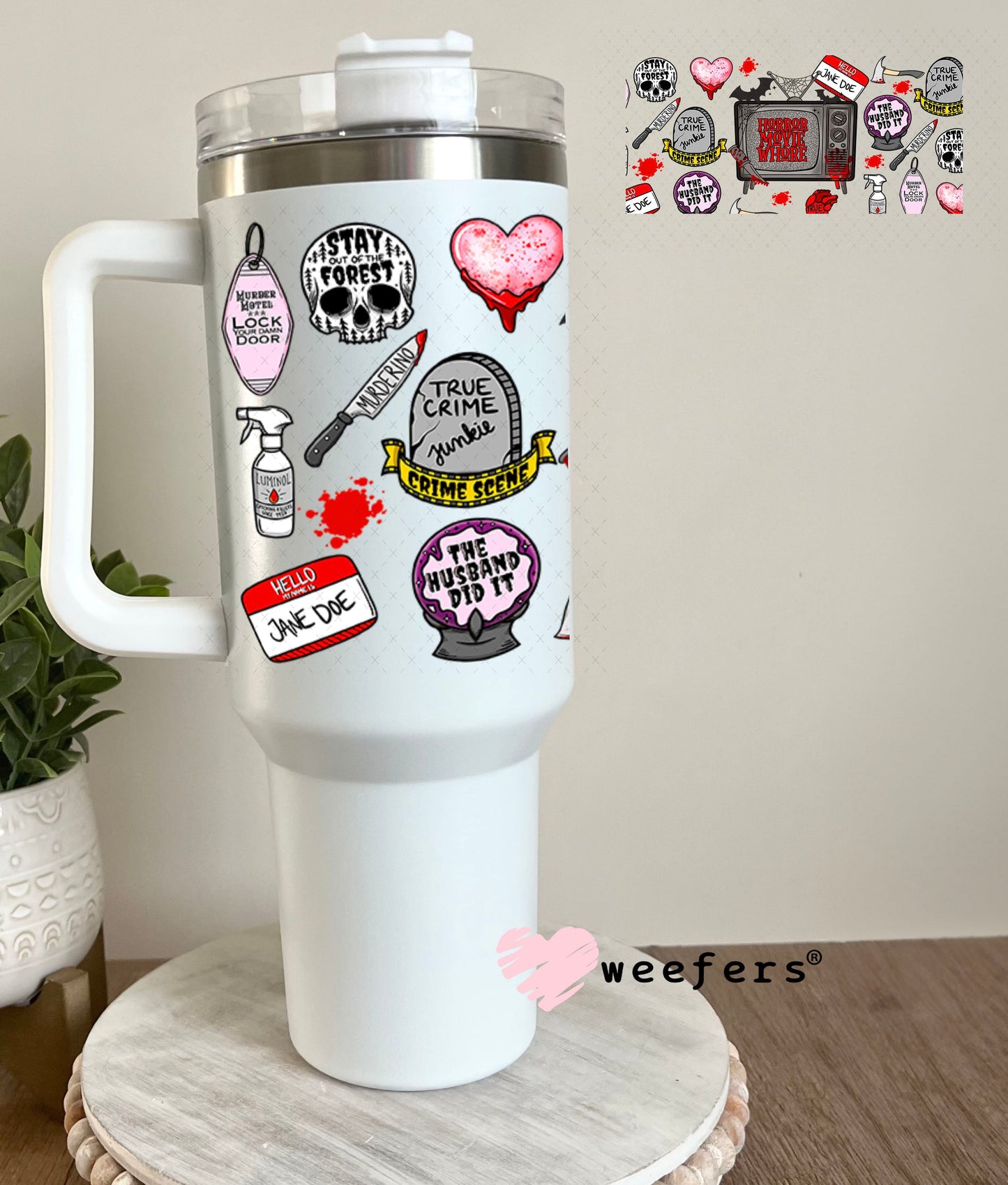 Horror Movie Whore UV DTF Cup Wrap - Weefers® Exclusive 40oz Tumbler Wrap Weefers