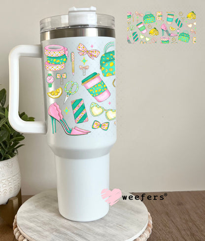 Lemon Pink and Green Girl Planner UV DTF Cup Wrap - Exclusive WEEFERS WRAP 40oz Tumbler Wrap Weefers