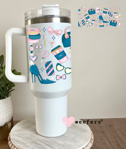 Blue and Pink Girl Planner UV DTF Cup Wrap - Exclusive WEEFERS WRAP 40oz Tumbler Wrap Weefers
