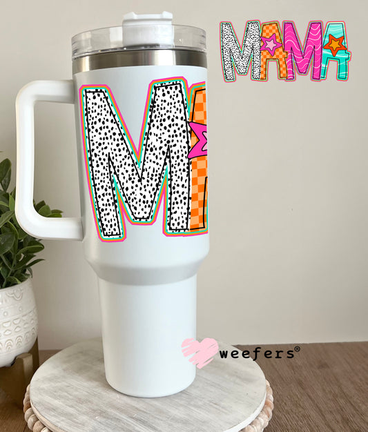Mama Orange Pink Teal UV DTF Decal 40oz Tumbler Decal Weefers