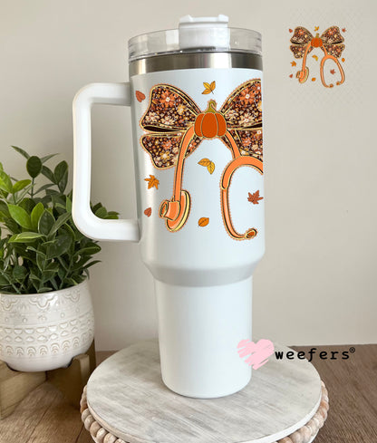 Fall Nurse Stethoscope UV DTF Decal 40oz Tumbler Decal Weefers