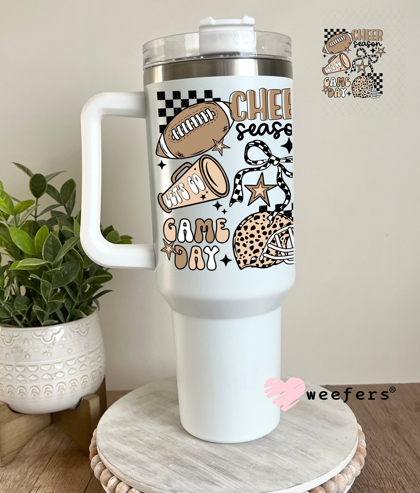 Cheer Season Game Day Megaphone UV DTF Decal 40oz Tumbler Decal Weefers