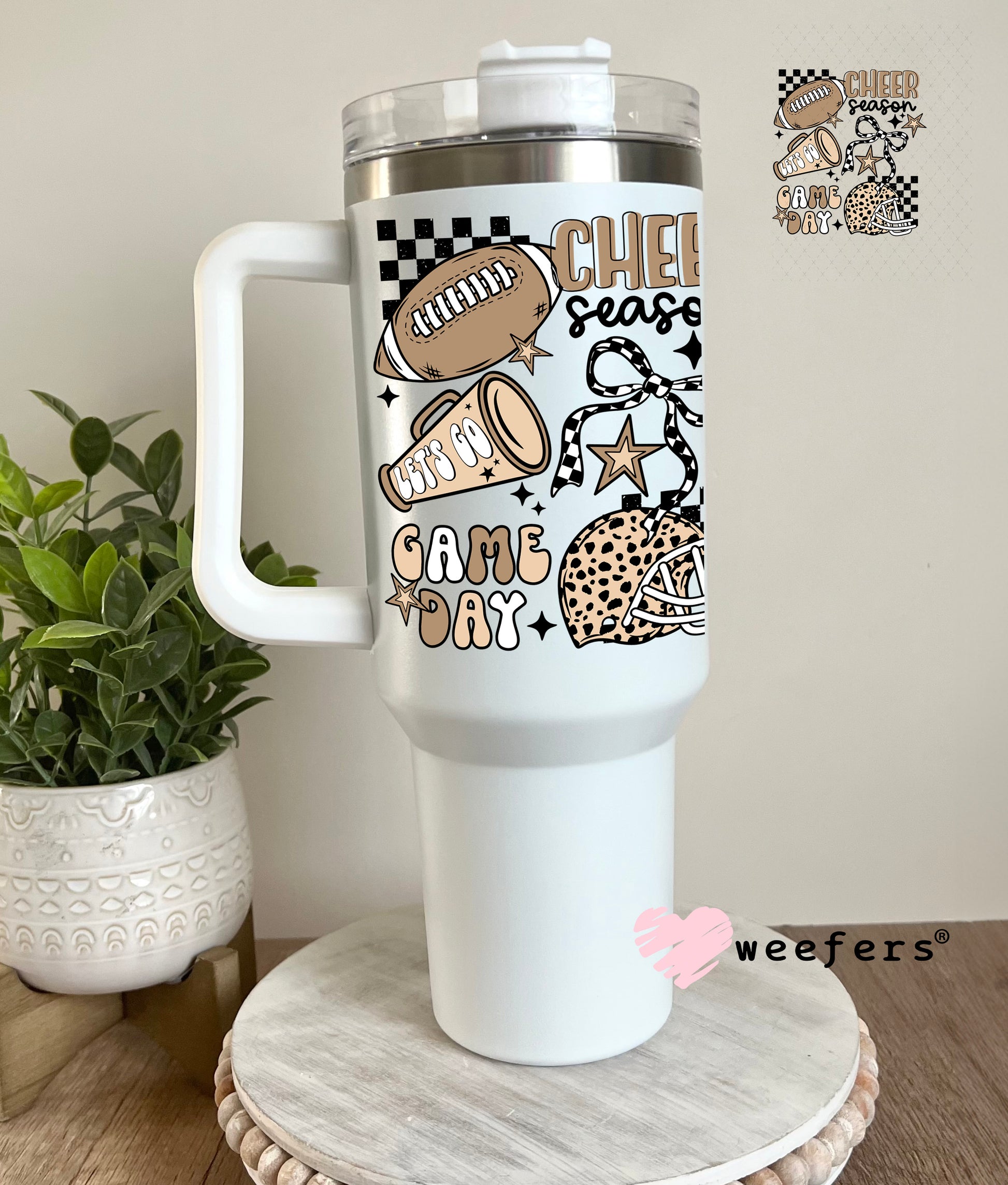 Cheer Season Game Day Megaphone UV DTF Decal 40oz Tumbler Decal Weefers