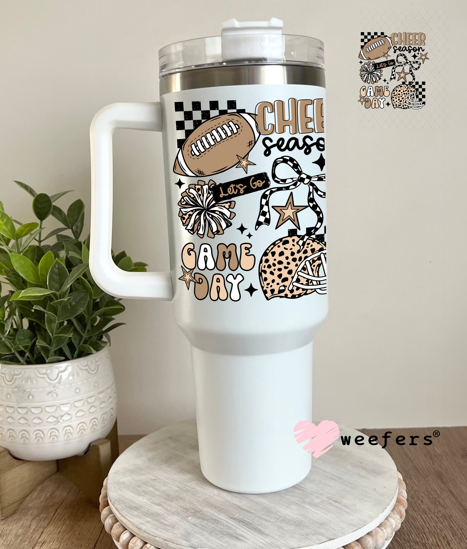 Cheer Season Game Day Pom Pom UV DTF Decal 40oz Tumbler Decal Weefers