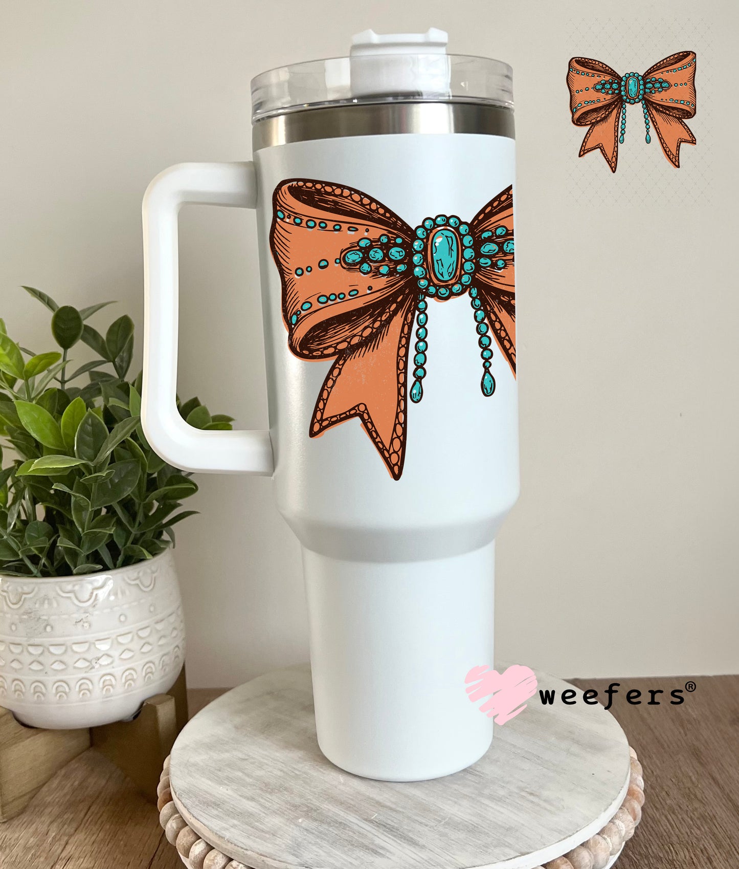 Western Bow UV DTF Decal 40oz Tumbler Decal Weefers