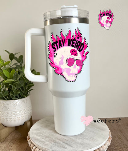 Stay Weird Pink Skull UV DTF Decal 40oz Tumbler Decal Weefers