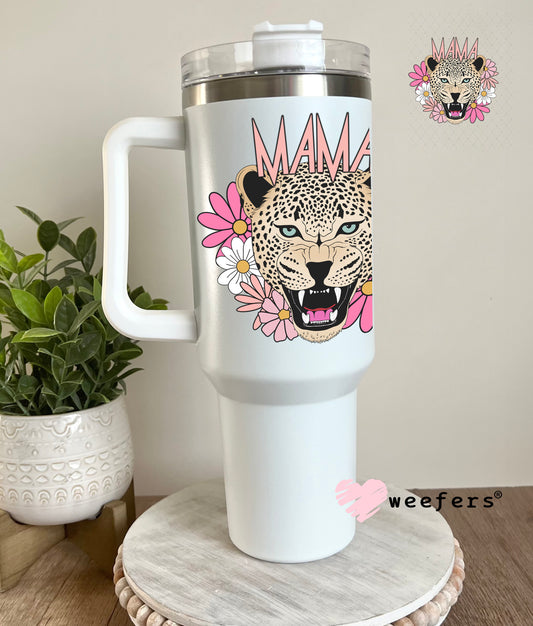 Pink Mama Leopard UV DTF Decal 40oz Tumbler Decal Weefers