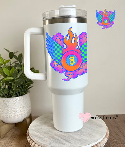 Purple Teal Eightball Wings UV DTF Decal 40oz Tumbler Decal Weefers